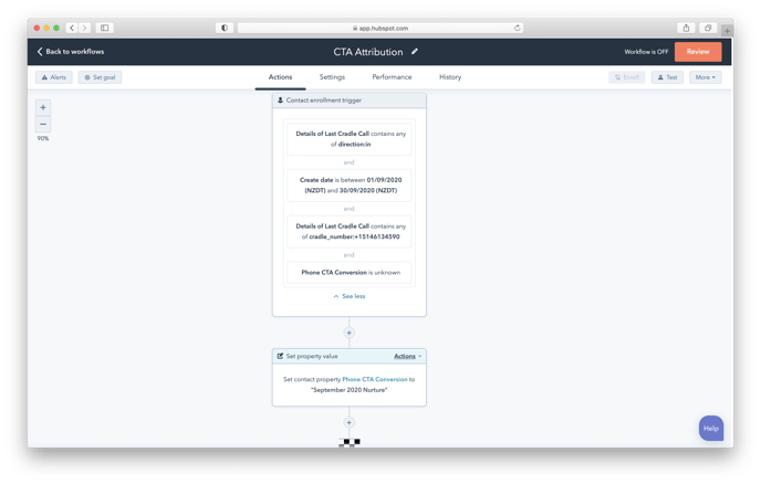 CTA Attribution Workflow Screenshot